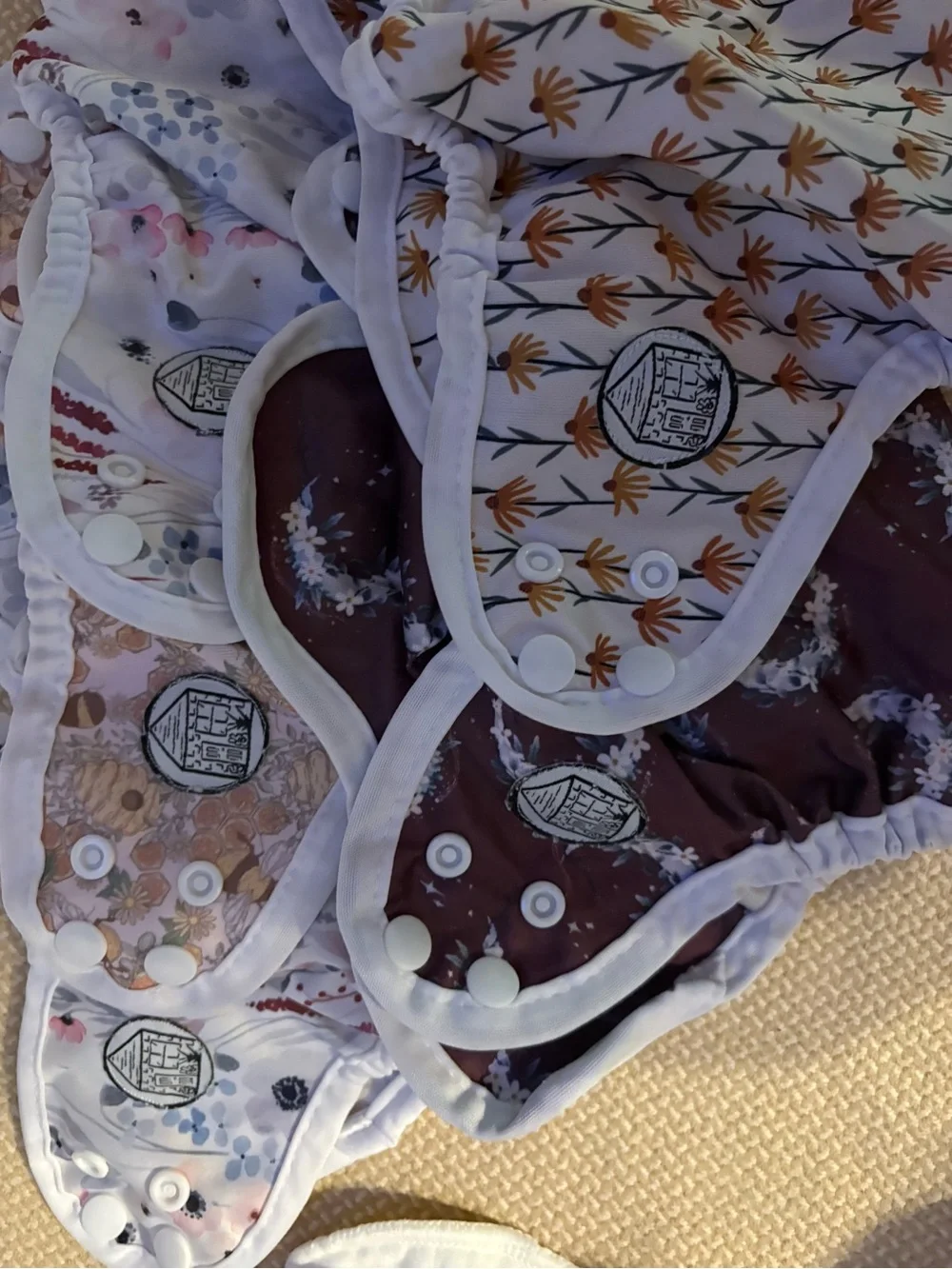 Stout House Cloth Diaper Covers (5) & 5 inserts, 2 pre-flats
